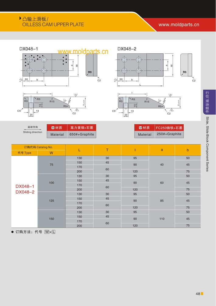 東莞大翔模具配件有限公司專業(yè)生產(chǎn)凸輸上滑板，凸輸上滑板的材質(zhì)、熱處理、硬度、標準、型號等詳情說明和介紹，您可以通過本頁面下單留言或者發(fā)送詢/報價